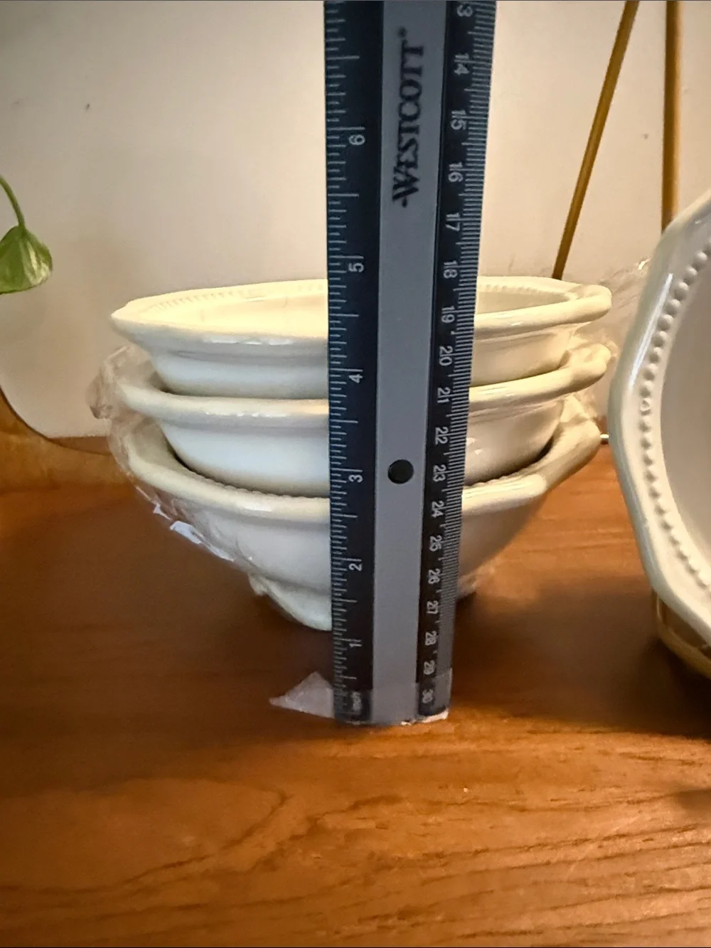 Princess House Pavilion White Ceramic Beaded Edge Bowl - Set of 4
